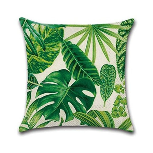 Green Leaves Throw Pillow Case - Picture 1 of 3